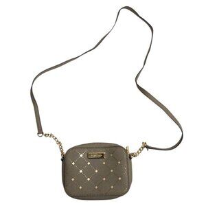 Michael Kors Taupe Quilted Crossbody Bag With Gold Accents & Chain Strap